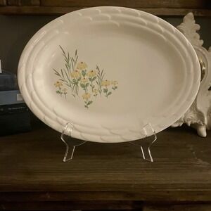 Vintage 1941 Stetson China USA Susanne 11" Oval Serving Platter Embossed Floral